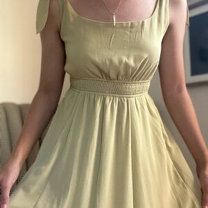 Wishlist olive oil Sleeveless Square Neck chiffon dress